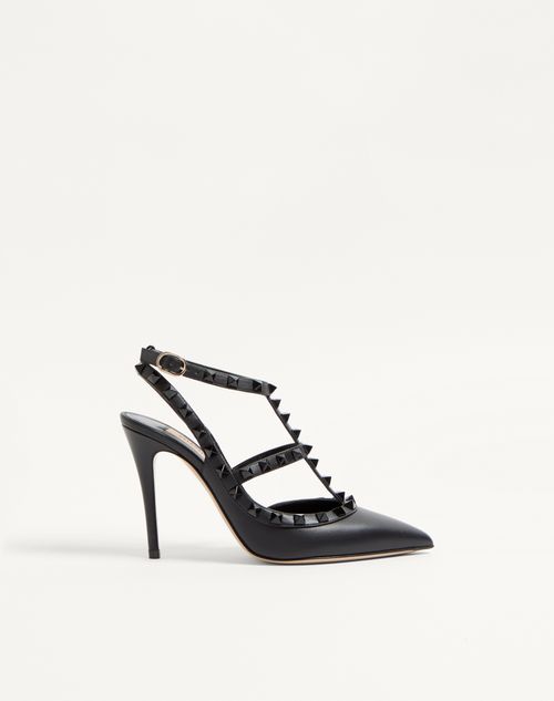 Valentino Garavani - Rockstud Ankle Strap Pump With Tonal Studs 100 Mm - Black - Woman - Pumps And Slingbacks